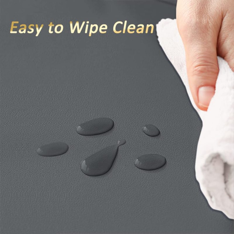 4 Pack Faux Leather Placemats Set, Round Black PU Dining Table Mats, Wipeable Stain Resistant Heat Resistant Water#