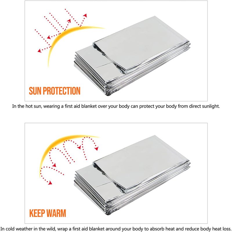 Folding Emergency Blanket Silver Emergency Survival Rescue Shelter Outdoor Camping Keep Warm Blankets