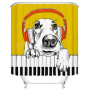 Music Dog Europe And America Thick Waterproof Mildew Shower Curtain, Polyester Free Punching Bathroom Curtain Waterproof Custom