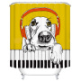 Music Dog Europe And America Thick Waterproof Mildew Shower Curtain, Polyester Free Punching Bathroom Curtain Waterproof Custom