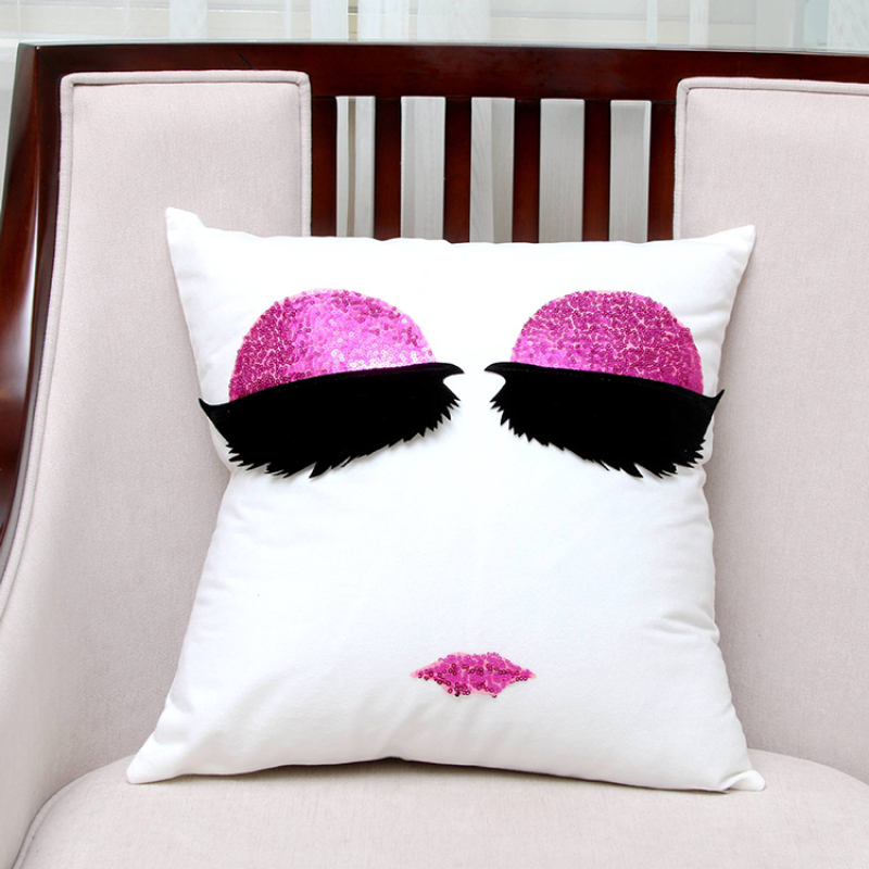 Eyelash Sequin Sofa Garden Cushion Cover, Fashion Polyester Custom Cushion Cover/