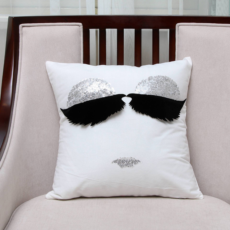 Eyelash Sequin Sofa Garden Cushion Cover, Fashion Polyester Custom Cushion Cover/