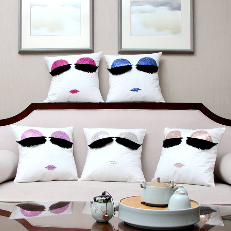 Eyelash Sequin Sofa Garden Cushion Cover, Fashion Polyester Custom Cushion Cover/