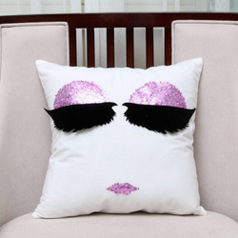 Eyelash Sequin Sofa Garden Cushion Cover, Fashion Polyester Custom Cushion Cover/