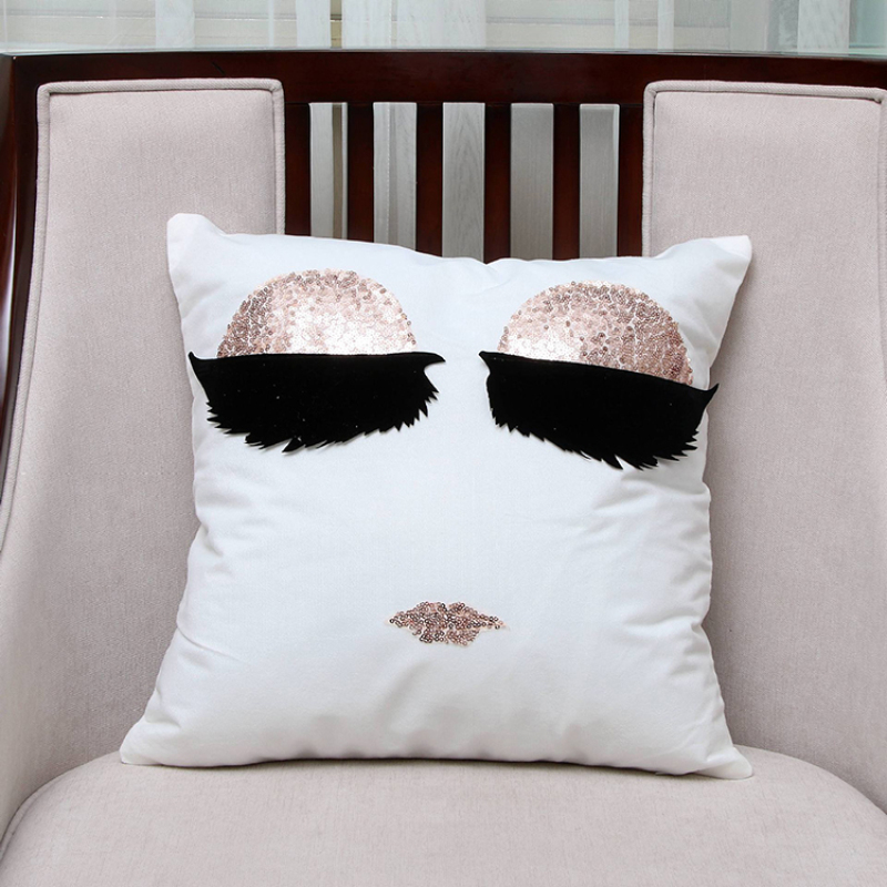 Eyelash Sequin Sofa Garden Cushion Cover, Fashion Polyester Custom Cushion Cover/
