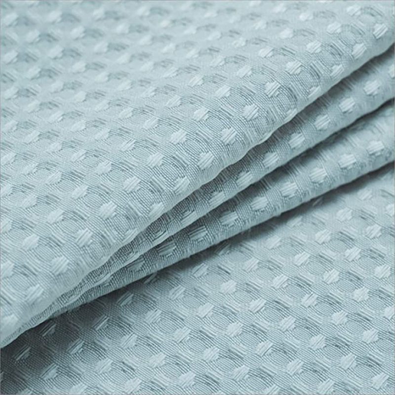 Fog Blue Waffle Weave Hotel Luxury Spa Bathroom 72x72 Inches Polyester Shower Curtain, 230gsm Heavy Duty Fabric Shower Curtain/