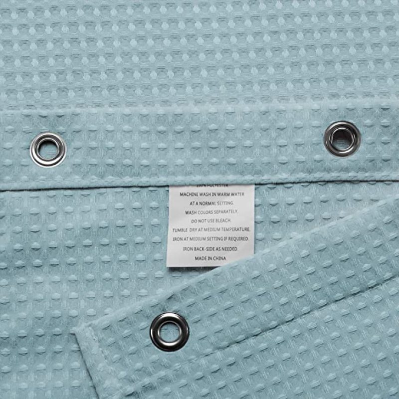 Fog Blue Waffle Weave Hotel Luxury Spa Bathroom 72x72 Inches Polyester Shower Curtain, 230gsm Heavy Duty Fabric Shower Curtain/