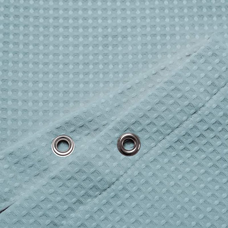 Fog Blue Waffle Weave Hotel Luxury Spa Bathroom 72x72 Inches Polyester Shower Curtain, 230gsm Heavy Duty Fabric Shower Curtain/