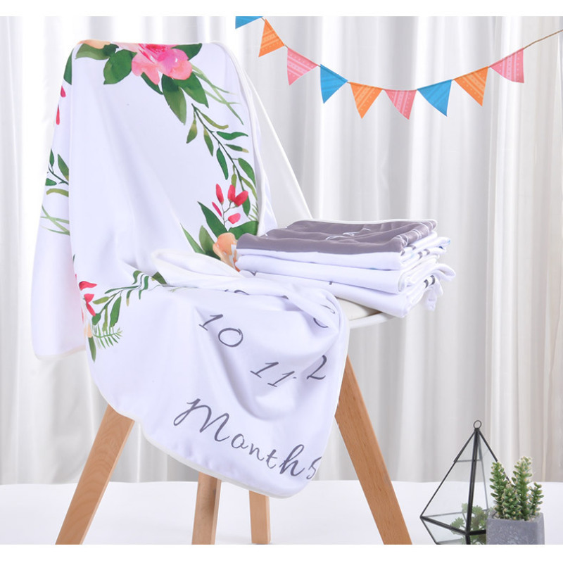 Cute Baby Milestone Blanket Photography Background, Best Selling Infant Print Baby Soft Blanket/