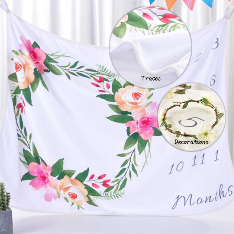 Cute Baby Milestone Blanket Photography Background, Best Selling Infant Print Baby Soft Blanket/