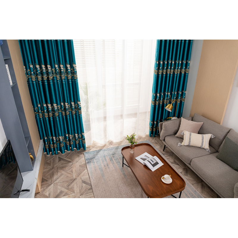 Spot wholesale Customized Jacquard Modern Blackout Window Curtain for Living Room Shading Curtain#