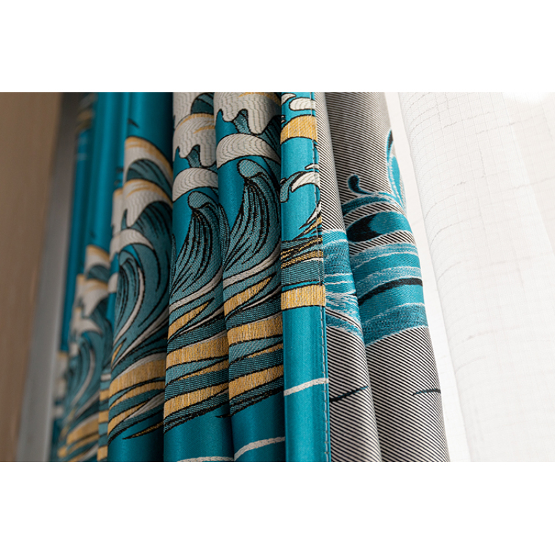Spot wholesale Customized Jacquard Modern Blackout Window Curtain for Living Room Shading Curtain#