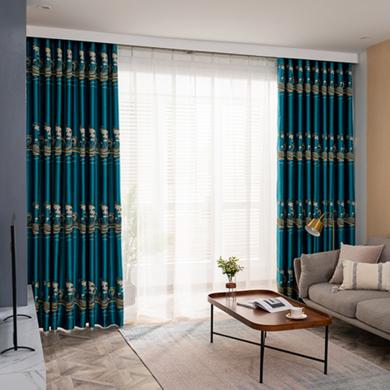 Spot wholesale Customized Jacquard Modern Blackout Window Curtain for Living Room Shading Curtain#
