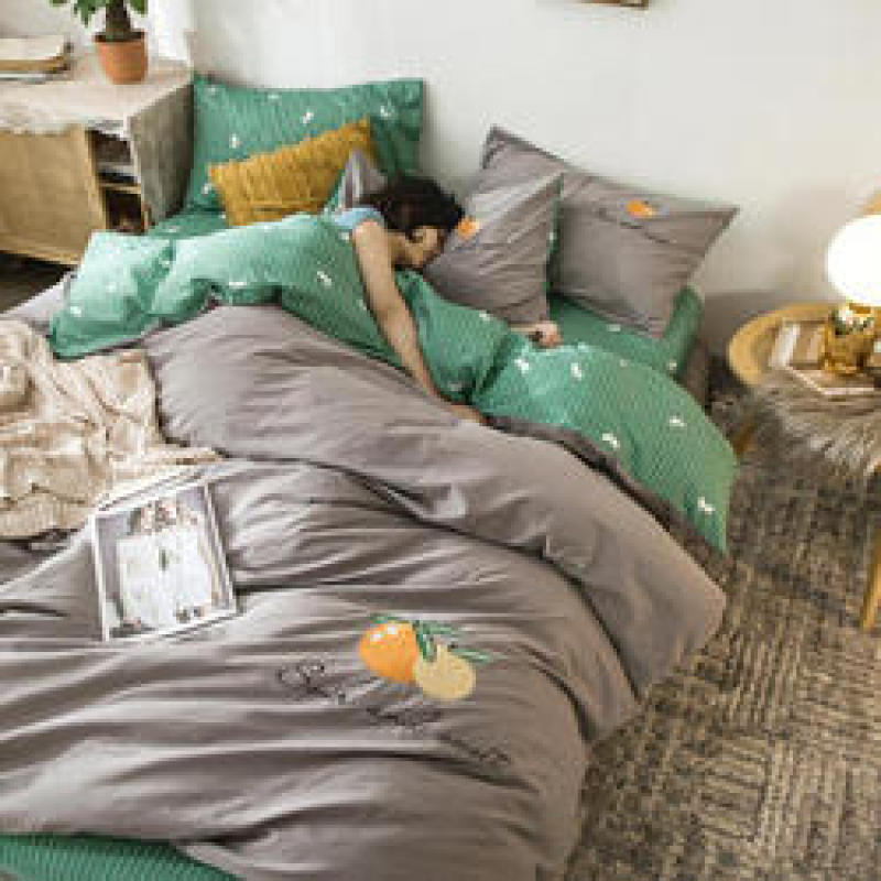 Home Bedding Set 100% Cotton Luxury, 4 Pcs Embroidery Comforter Set Bedding/