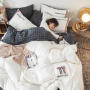 Home Bedding Set 100% Cotton Luxury, 4 Pcs Embroidery Comforter Set Bedding/