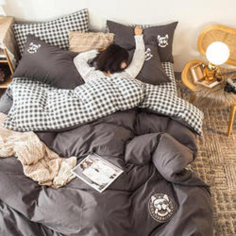 Home Bedding Set 100% Cotton Luxury, 4 Pcs Embroidery Comforter Set Bedding/