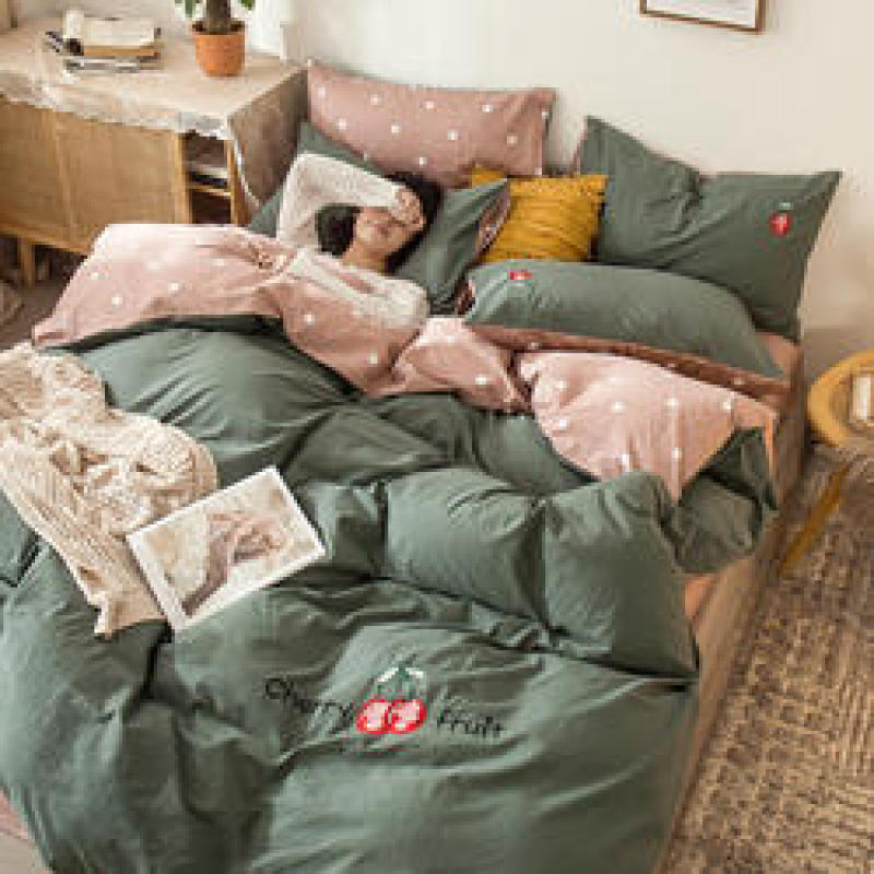 Home Bedding Set 100% Cotton Luxury, 4 Pcs Embroidery Comforter Set Bedding/