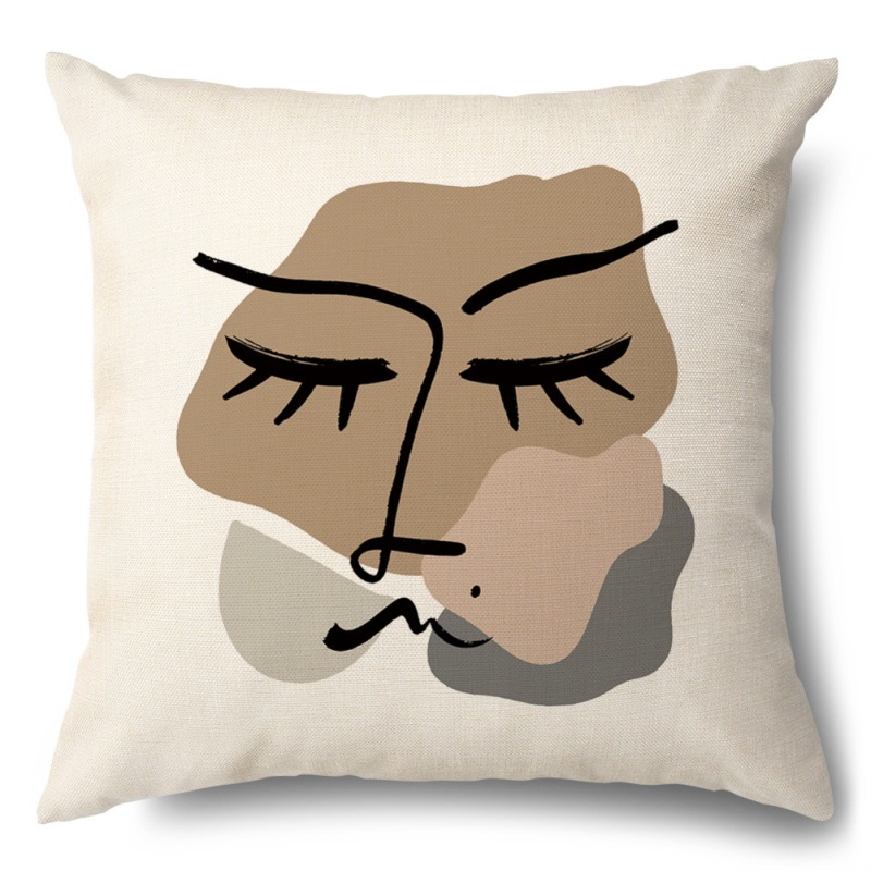 Best Selling Geometric Abstract Line Human Face Bed Fabric Painting Designs Cushion Cover, Outdoor Furniture Sofa Cushion Cover/
