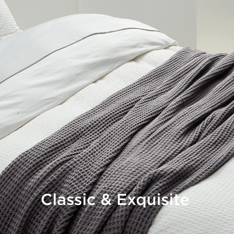 100% Cotton Soft Bed Plaid Home Knitted Blanket Corn Grain Waffle Embossed Ruffles Warm Plaid Throw Bedspread