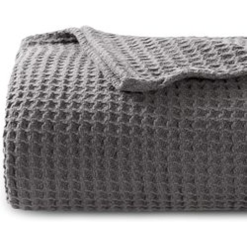 100% Cotton Soft Bed Plaid Home Knitted Blanket Corn Grain Waffle Embossed Ruffles Warm Plaid Throw Bedspread