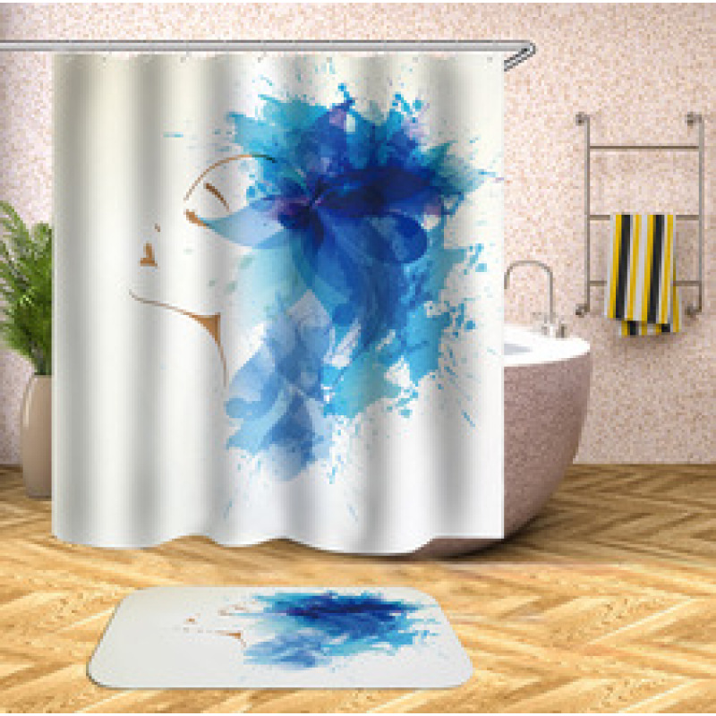 Decorativas African American Women 3D Shower Curtain Set Branded Waterproof Shower Curtain With Bath Mat