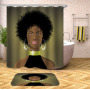 Decorativas African American Women 3D Shower Curtain Set Branded Waterproof Shower Curtain With Bath Mat