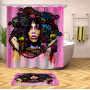 Decorativas African American Women 3D Shower Curtain Set Branded Waterproof Shower Curtain With Bath Mat
