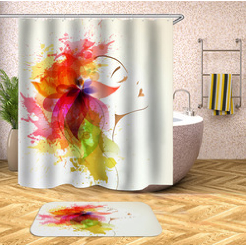 Decorativas African American Women 3D Shower Curtain Set Branded Waterproof Shower Curtain With Bath Mat