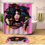Decorativas African American Women 3D Shower Curtain Set Branded Waterproof Shower Curtain With Bath Mat