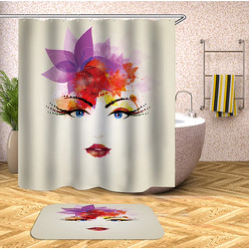 Decorativas African American Women 3D Shower Curtain Set Branded Waterproof Shower Curtain With Bath Mat