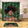 Decorativas African American Women 3D Shower Curtain Set Branded Waterproof Shower Curtain With Bath Mat