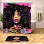 Decorativas African American Women 3D Shower Curtain Set Branded Waterproof Shower Curtain With Bath Mat