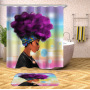 Decorativas African American Women 3D Shower Curtain Set Branded Waterproof Shower Curtain With Bath Mat