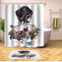 Decorativas African American Women 3D Shower Curtain Set Branded Waterproof Shower Curtain With Bath Mat