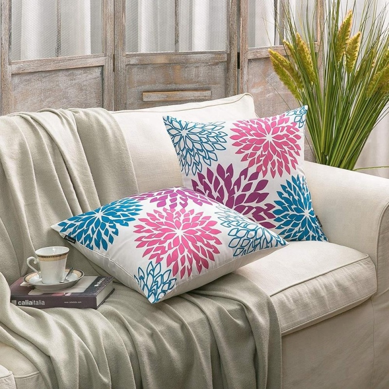 도매 최신 디자인 플라워 패턴 쿠션 커버