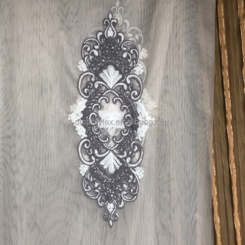 free sample 100% Polyester curtains with attached valance indian silk embroidery curtains