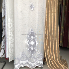 free sample 100% Polyester curtains with attached valance indian silk embroidery curtains