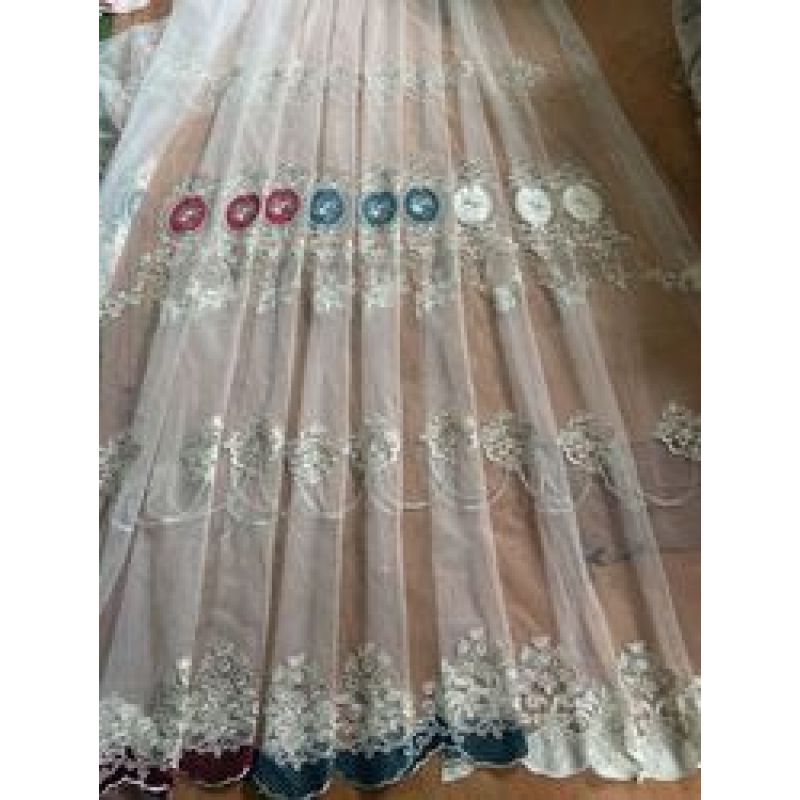 Simple European style shading gauze integrated finished living room bedroom luxurious atmosphere embroidered curtain/