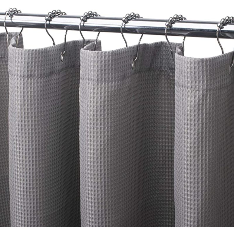 Amazon Grey  Waffle Weave Hotel Quality Bathroom 72x72 Inches 100%Polyester Shower Curtain, Heavy Duty Fabric Shower Curtain/