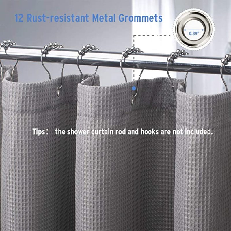 Amazon Grey  Waffle Weave Hotel Quality Bathroom 72x72 Inches 100%Polyester Shower Curtain, Heavy Duty Fabric Shower Curtain/