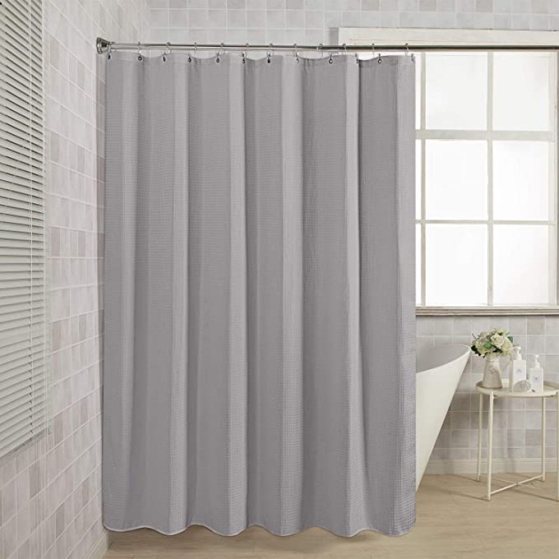 Amazon Grey  Waffle Weave Hotel Quality Bathroom 72x72 Inches 100%Polyester Shower Curtain, Heavy Duty Fabric Shower Curtain/