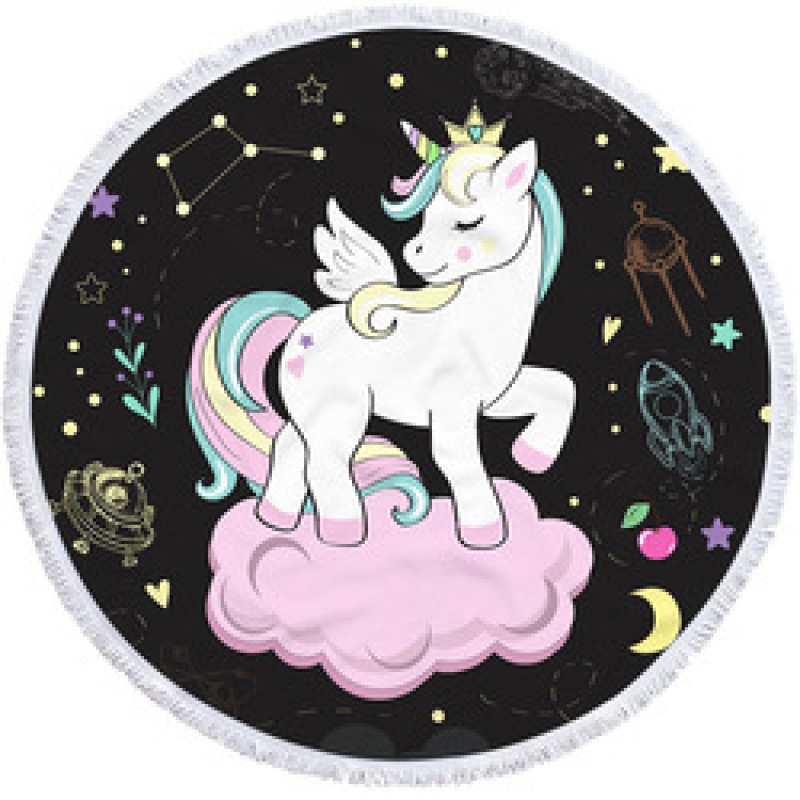 New Unicorn Print Round Beach Towel, Custom Microfiber Beach Towels for Kids#