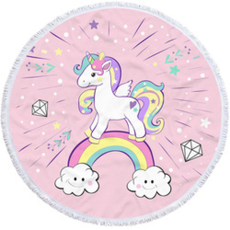 New Unicorn Print Round Beach Towel, Custom Microfiber Beach Towels for Kids#