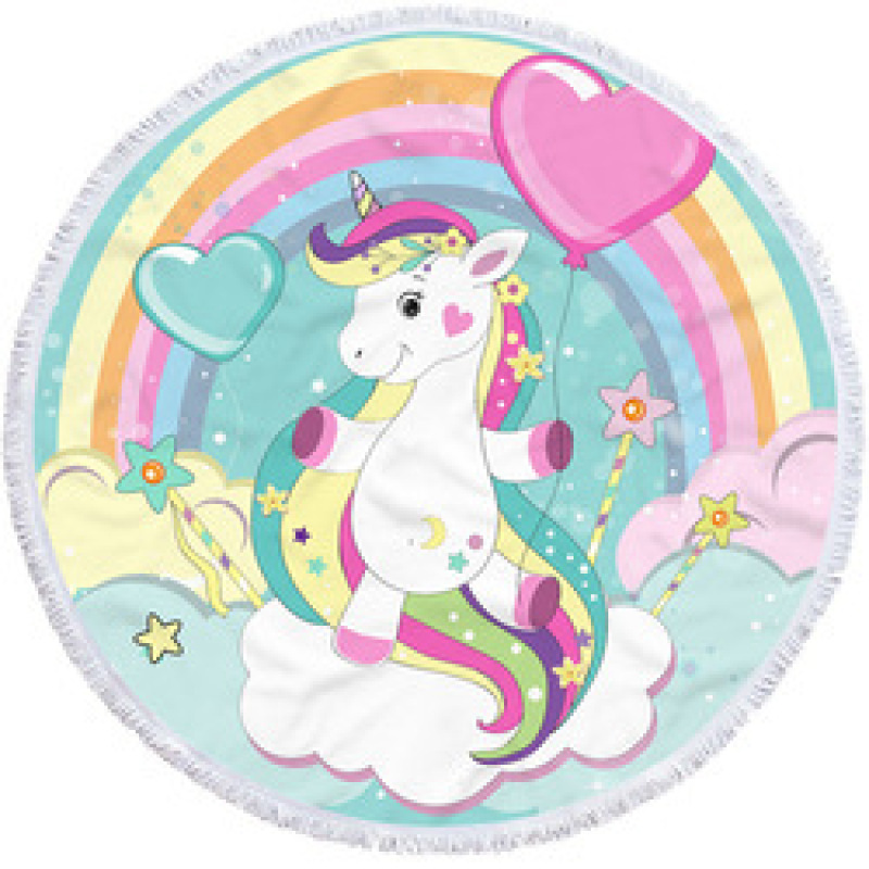 New Unicorn Print Round Beach Towel, Custom Microfiber Beach Towels for Kids#