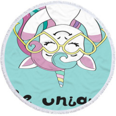 New Unicorn Print Round Beach Towel, Custom Microfiber Beach Towels for Kids#