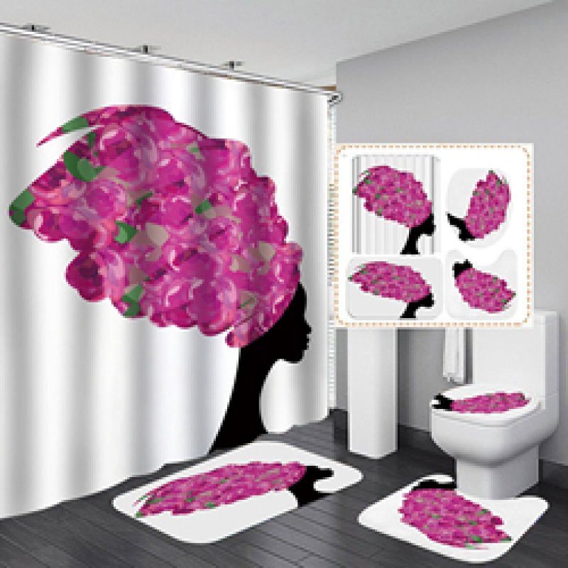 2020 Unique Style African Exotic Women Waterproof Shower Curtains Set, Wholesale Mildewproof Shower Curtain Set/