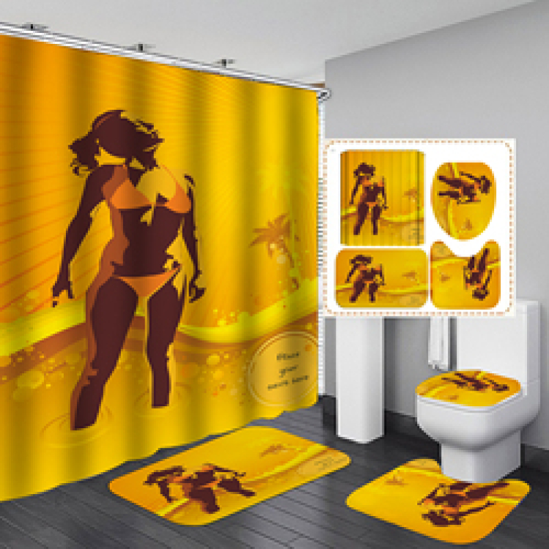 2020 Unique Style African Exotic Women Waterproof Shower Curtains Set, Wholesale Mildewproof Shower Curtain Set/