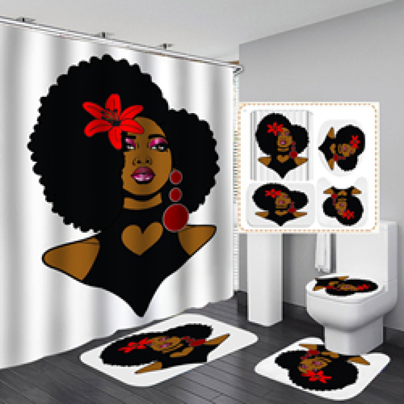 2020 Unique Style African Exotic Women Waterproof Shower Curtains Set, Wholesale Mildewproof Shower Curtain Set/