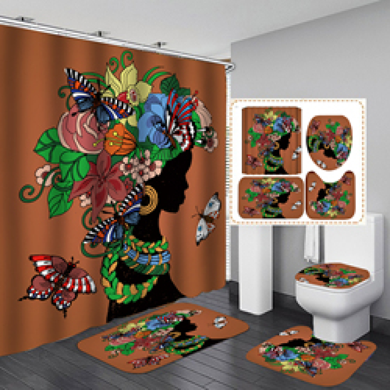 2020 Unique Style African Exotic Women Waterproof Shower Curtains Set, Wholesale Mildewproof Shower Curtain Set/