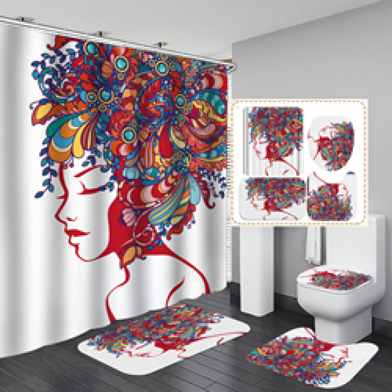 2020 Unique Style African Exotic Women Waterproof Shower Curtains Set, Wholesale Mildewproof Shower Curtain Set/
